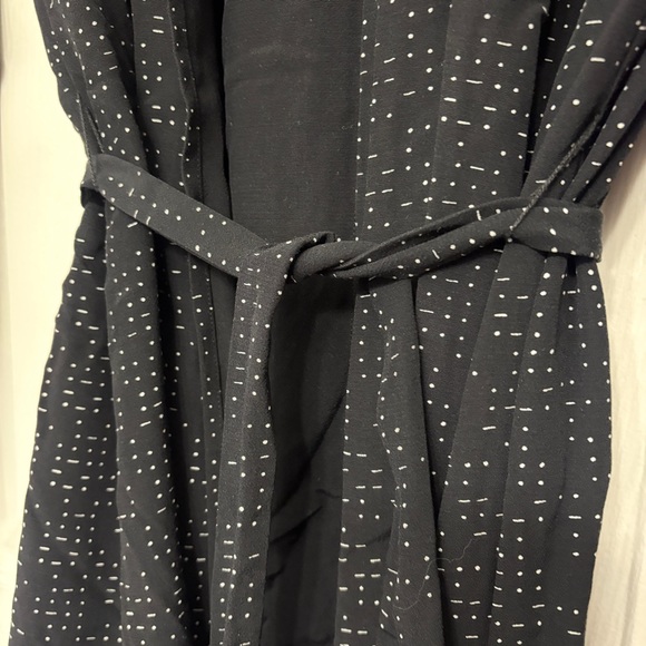 EILEEN FISHER Morse Code Black Belted Long Kimono Jacket Sz M - Picture 8 of 16